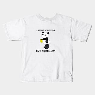 I Should Be Sleeping But Here I Am - Funny Panda Kids T-Shirt